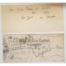 AUSTRALIA 1916 . UNION BANK CHEQUE AND BANK OF NEW ZEALAND